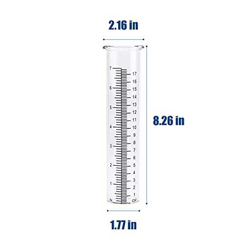 QMET 7" Capacity Rain Gauge Glass Replacement Tube for Yard Garden Outdoor Home (1PC) - Image 2