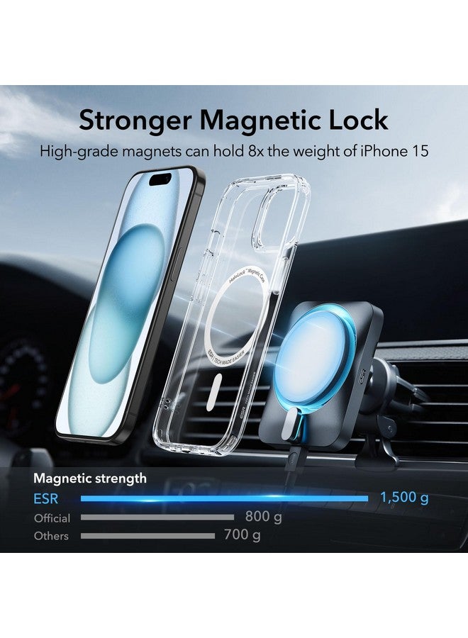 اي اس ار مجموعة حافظات ESR لهاتف iPhone 15، واقي شاشة واحد من الزجاج المقوى، مجموعة واحدة من واقيات العدسات، حماية من الدرجة العسكرية، حافظة هاتف MagSafe مقاومة للاصفرار والخدش، سلسلة كلاسيكية، شفافة - Image 1