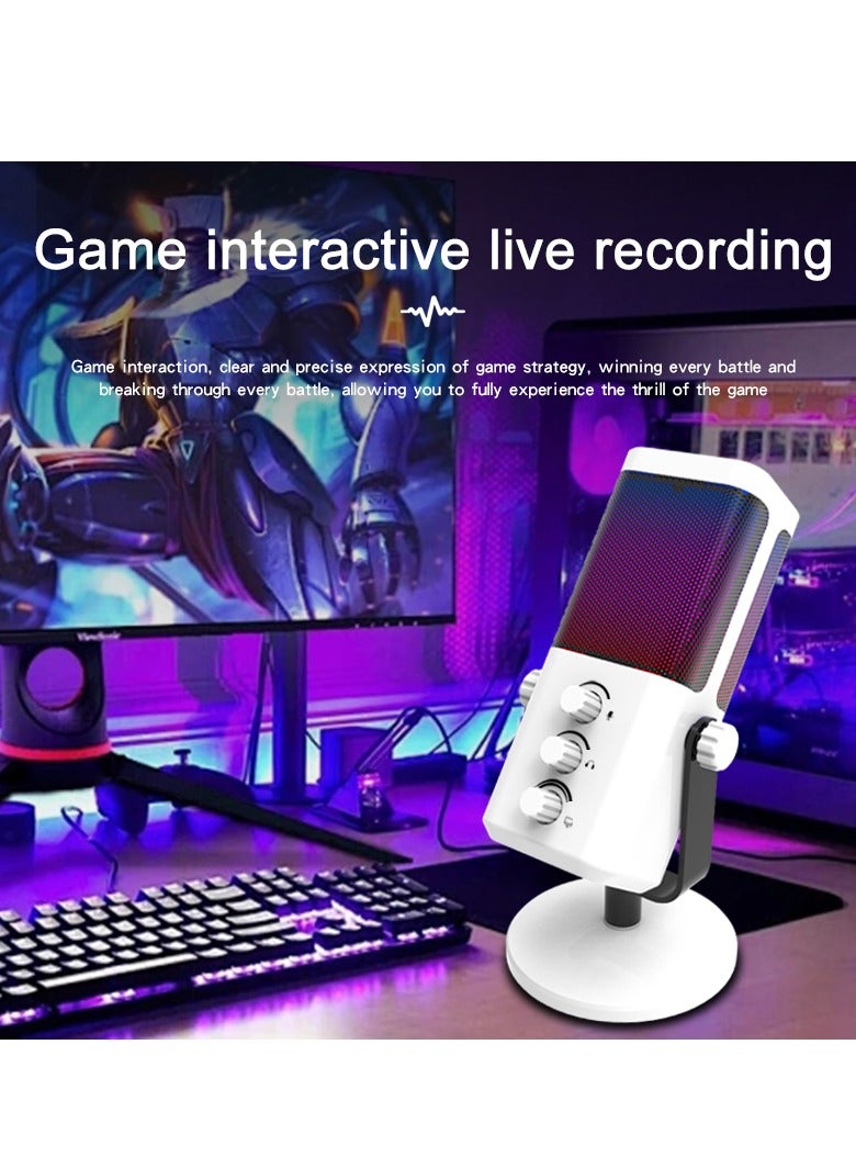 YU'S M7 Dynamic Vlogging Microphone for Gaming Streaming - RGB Light - USB - Mute Button, Headphone Jack, Desktop Stand Audio for Singing Youtube Unidirectional - Image 3