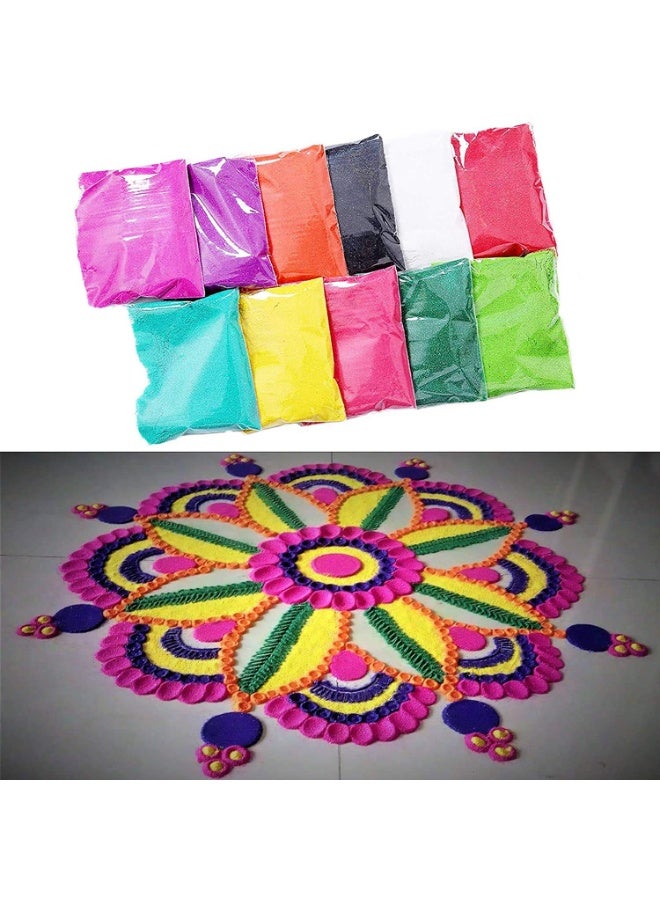 ascension Sand Rangoli Powder for Creativity, Diwali Floor Decoration (Multicolour, 80 Grams Each) - Pack of 10 - Ceramic - Image 5
