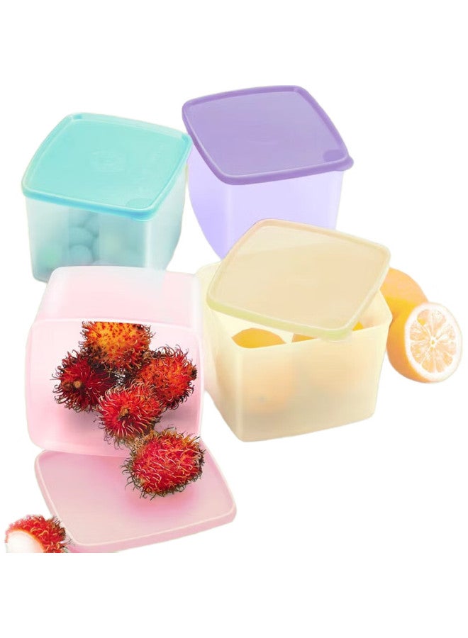 Tupperware Cold Storage Square Container 800Ml * 2 Set Food Grade Refrigerator Sealed Storage Box Green Lid - Image 2