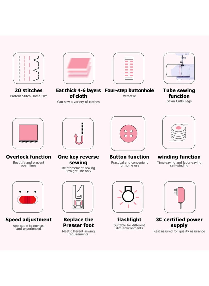 ASIV 618 Model 20-Stitch Mini Electric Sewing Machine | Foot Pedal Dual Control + 20 Stitch Patterns | Beginner Home Sewing Tool - Image 3