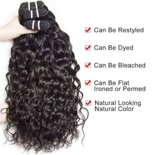 Yavida Water Wave Human Hair Bundles Wet and Wavy Bundles Human Hair Brazilian Unprocessed Remy Hair Water Wave Weave Extensions 12 14 16 Inch Natural Black - Image 5