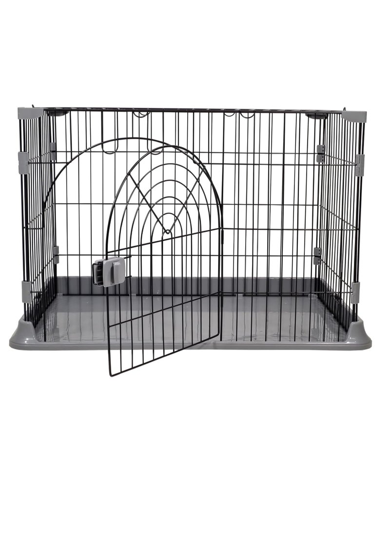 NNC PETS Cat crate with Sturdy metal wire, Pet cage for Indoor/Outdoor use, Idea for felines and small pets, Splash-proof base, Single-layer, Portable cage, Secure lock and Easy to assembly, 84 cm (Grey)  - Image 1
