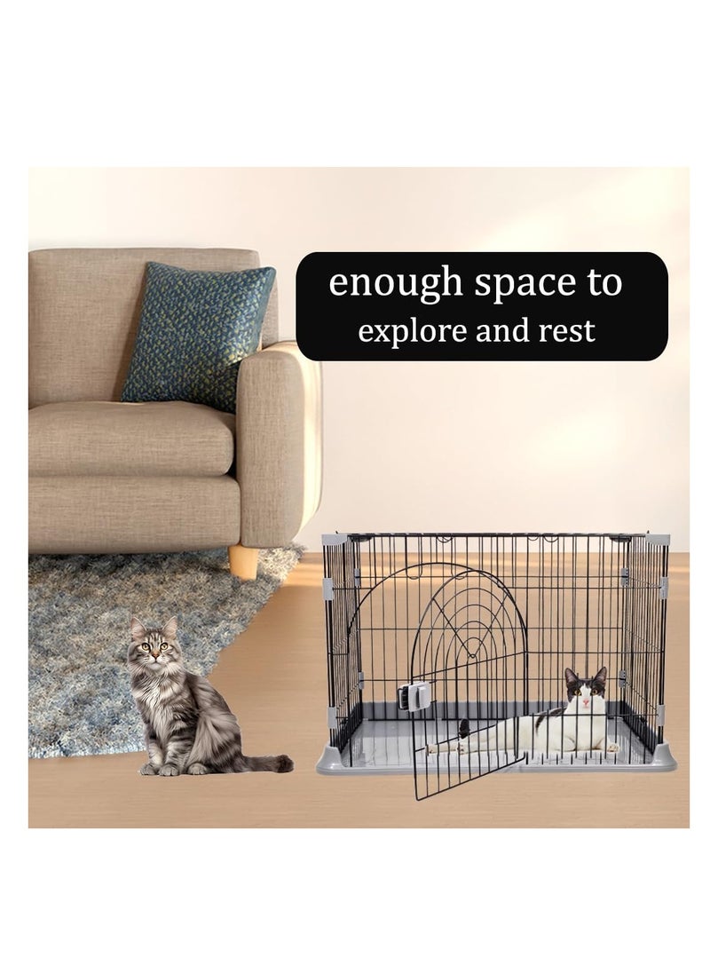 NNC PETS Cat crate with Sturdy metal wire, Pet cage for Indoor/Outdoor use, Idea for felines and small pets, Splash-proof base, Single-layer, Portable cage, Secure lock and Easy to assembly, 84 cm (Grey)  - Image 5