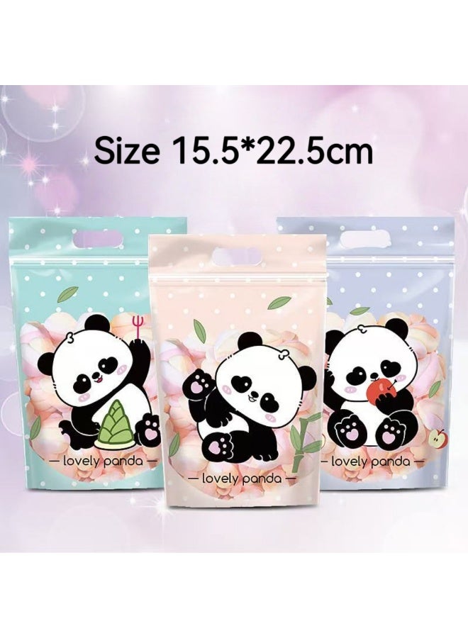 50pcs - 3 Different Designs of Cute Panda Cartoon Ziplock Bags, Stand Up Bags for Snacks Candies Biscuits Gift Packaging - Image 2
