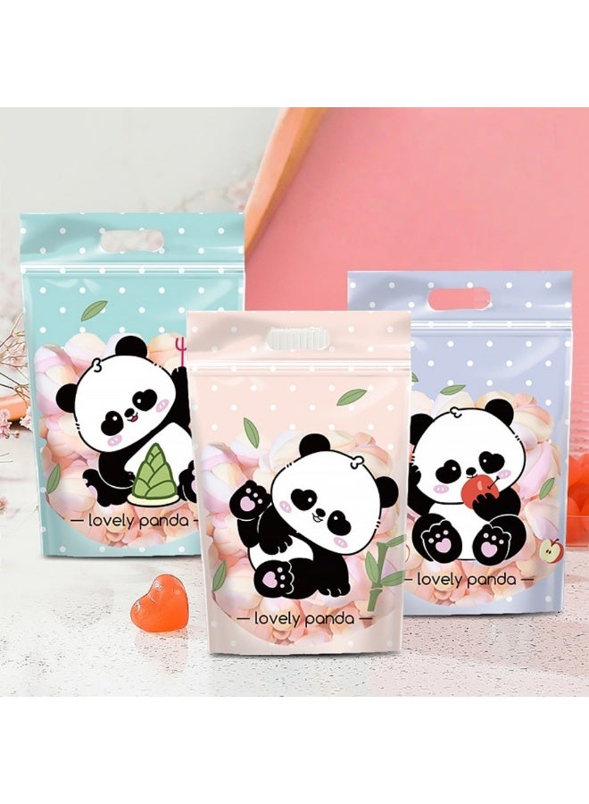 50pcs - 3 Different Designs of Cute Panda Cartoon Ziplock Bags, Stand Up Bags for Snacks Candies Biscuits Gift Packaging - Image 1