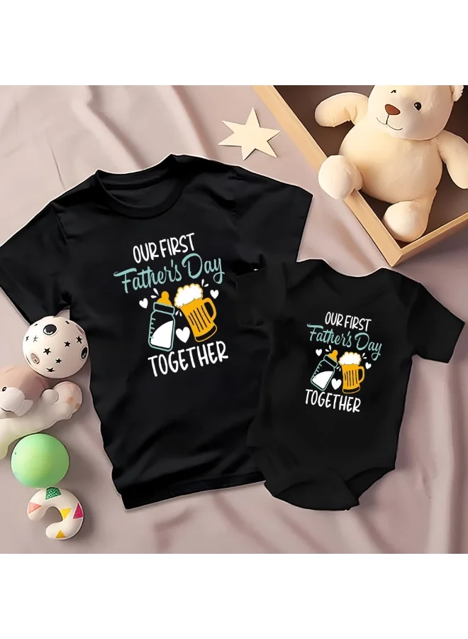 Matching Family Outfits  Matching Family Outfits Our First Father’s Day Together T-Shirts | Matching Dad and Baby Outfit | Soft Cotton Fabric | New Dad Gift for Father's Day  | Best Price UAE