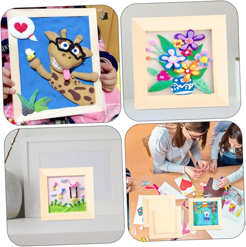 Homoyoyo Clay Picture Frames 12x12cm Wooden Art Frames for Clay Crafts DIY Painting Display for ‘s Artwork and School Projects - Image 3