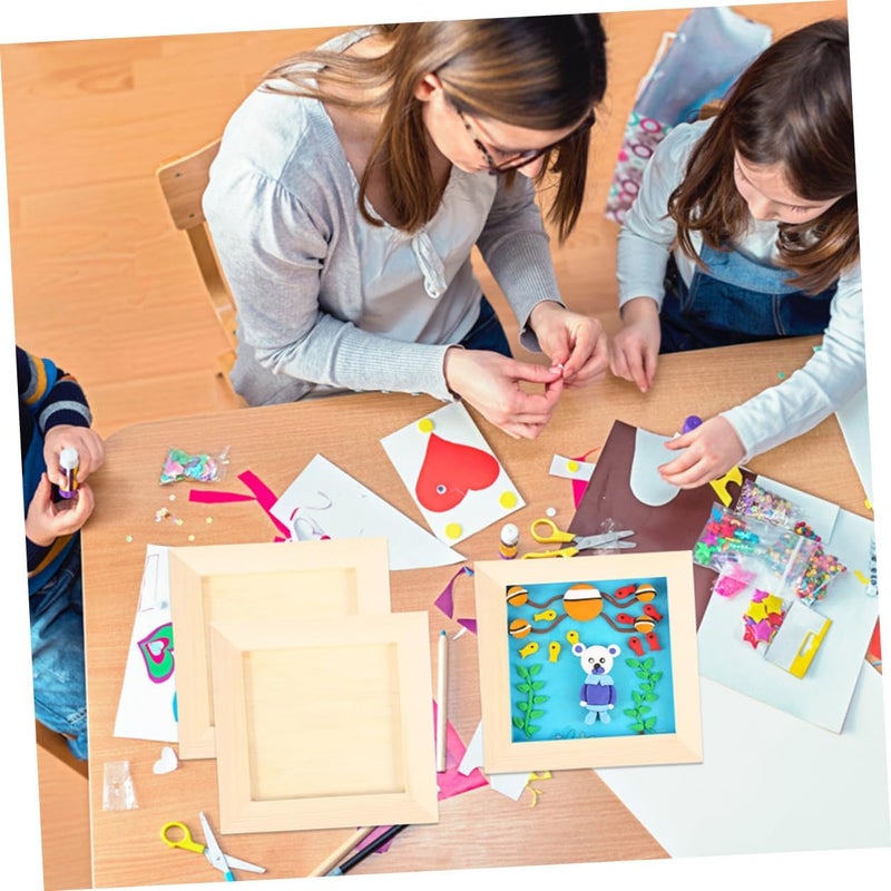 Homoyoyo Clay Picture Frames 12x12cm Wooden Art Frames for Clay Crafts DIY Painting Display for ‘s Artwork and School Projects - Image 4