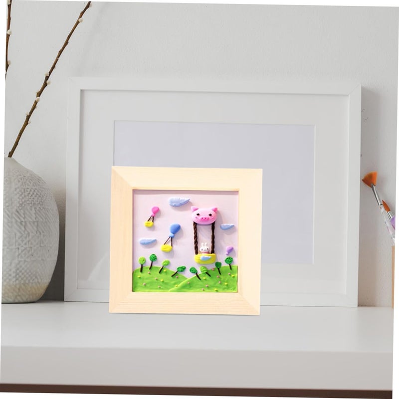 Homoyoyo Clay Picture Frames 12x12cm Wooden Art Frames for Clay Crafts DIY Painting Display for ‘s Artwork and School Projects - Image 5