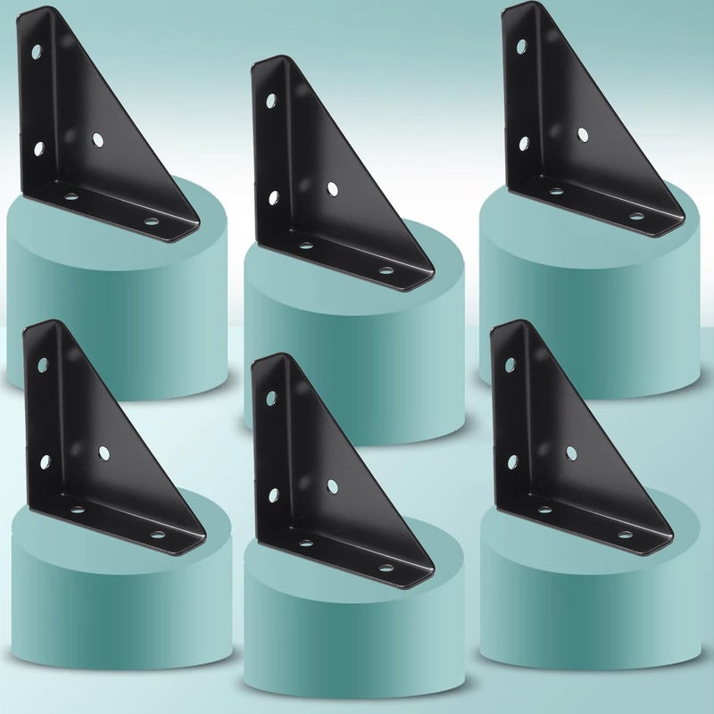 Suntown Corner Brackets, 8 Pcs Corner Braces for Wood, Metal Corner Brackets, Triangle Shelf Bracket, Corner Desk Connector, Black Brackets with Screws for Bed Edge(66mm x 66mm) - Image 5