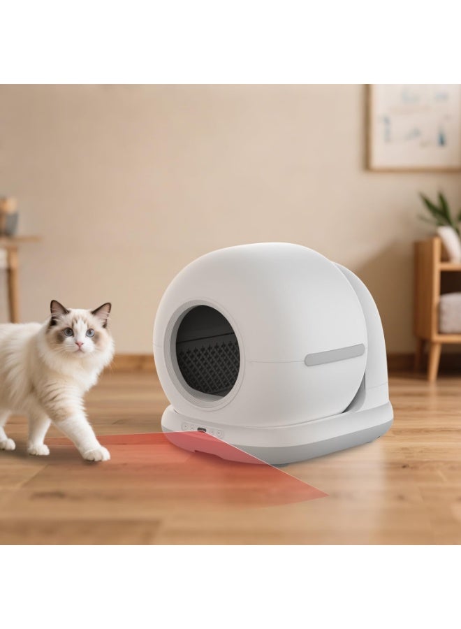 CB002 Smart Automatic Cat Toilet with Camera Remote Control with APP, 72 L Container, 7 L Bin (Grey)