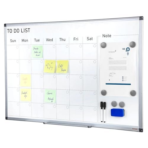 VEVOR Dry Erase Calendar for Wall 36 x 24 Inches Whiteboard Calendar Monthly Planner Magnetic Dry Erase Board 1 Magnetic Erase 2 Dry Erase Marker Movable Tray for Restaurant Office Home School - Image 1