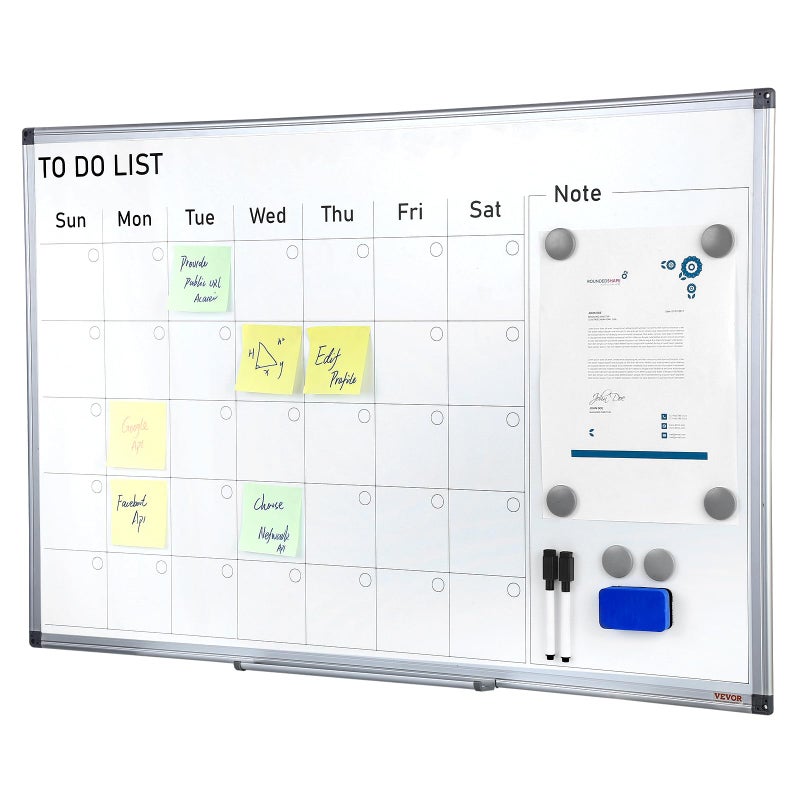 VEVOR Dry Erase Calendar for Wall 36 x 24 Inches Whiteboard Calendar Monthly Planner Magnetic Dry Erase Board 1 Magnetic Erase 2 Dry Erase Marker Movable Tray for Restaurant Office Home School - Image 2