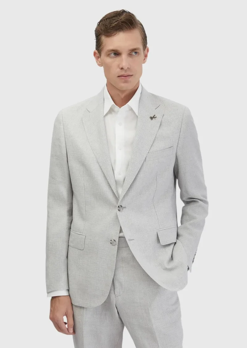 RAMSEY Light Grey Zeroweight Slim Fit Wool Blended Suit