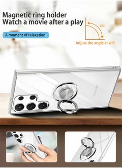 GROIC Crystal Samsung Galaxy S23 Ultra 6.8'' Case with Magnetic Stand[360° Rotatable Ring Kickstand][Non-Yellowing]Transparent TPU Slim Thin Shockproof Protection Phone Cover with Camera Protective Film  - Image 4