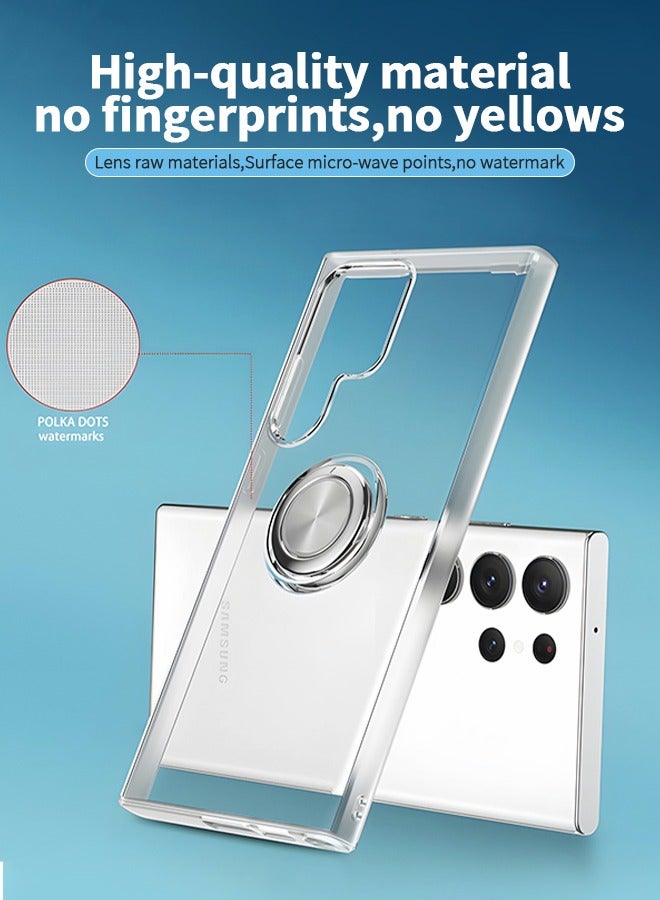 GROIC Crystal Samsung Galaxy S23 Ultra 6.8'' Case with Magnetic Stand[360° Rotatable Ring Kickstand][Non-Yellowing]Transparent TPU Slim Thin Shockproof Protection Phone Cover with Camera Protective Film - Image 3