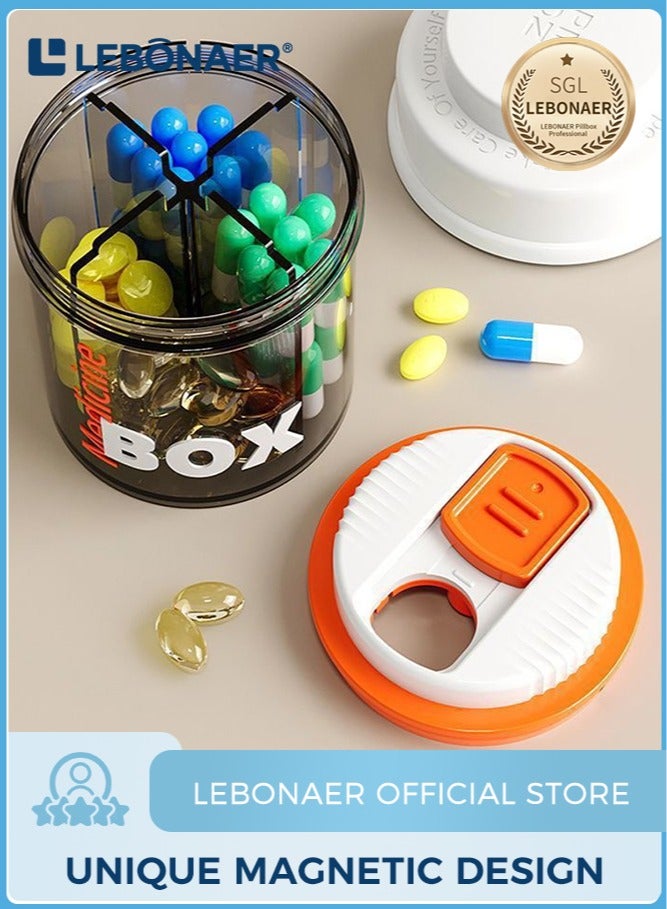 lebonaer Large Supplement Organizer Bottle, Holds Plenty of Vitamins in 1 Monthly Pill Dispenser with Anti-Mixing & Wide Openings Design, Easy to Retrieve Meds, White - Image 1