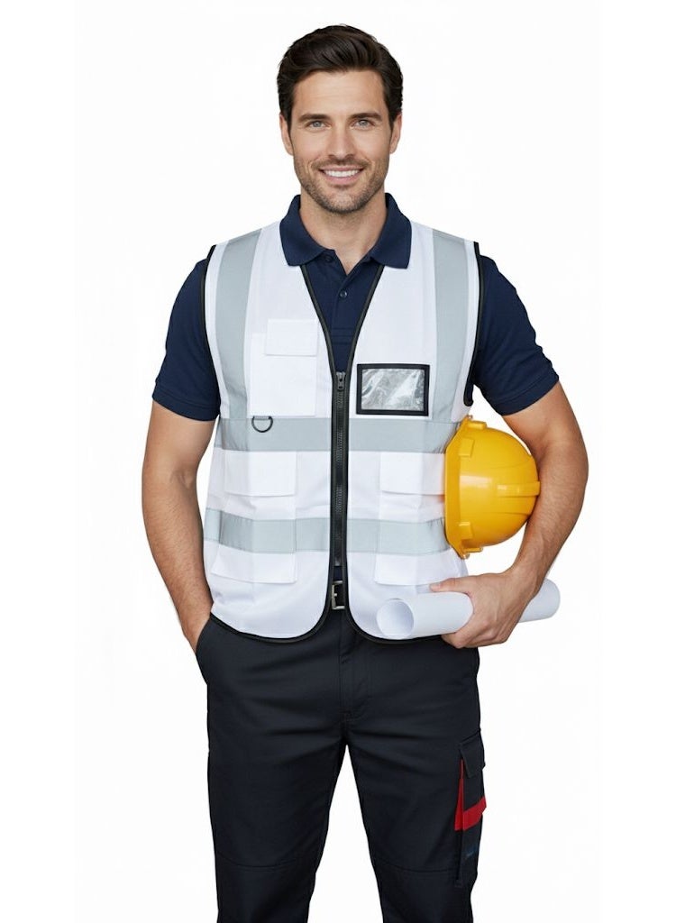 High Quality Engineers Safety Vest EN 20471 Specification Multi Pocket, 360 Degree High Visibility Reflective, Men and Women, Color (White and Gray) - Image 1