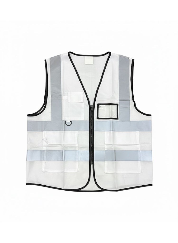 High Quality Engineers Safety Vest EN 20471 Specification Multi Pocket, 360 Degree High Visibility Reflective, Men and Women, Color (White and Gray) - Image 2