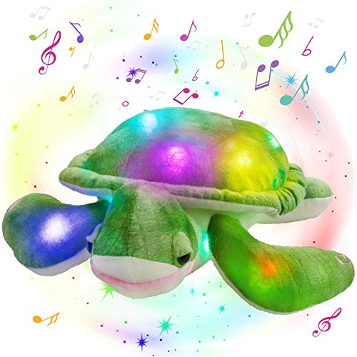 Glow Guards 14 Light up Musical Sea Turtle Stuffed Animal Ocean Life Soft Plush Toy Pillow with Lullabies LED Night Lights Singing Childrens Day Birthday Gifts for Toddler Kids - Image 1
