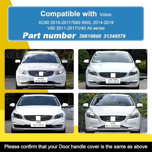 Goholy Car Exterior Door Handle Cap Compatible with Volvo XC60 20152017S60 S60L 20142019V60 20112017V40 All Series 39819800 31349578 Door Handle Cover Accessories Lock Cap Flamenco Red - Image 3