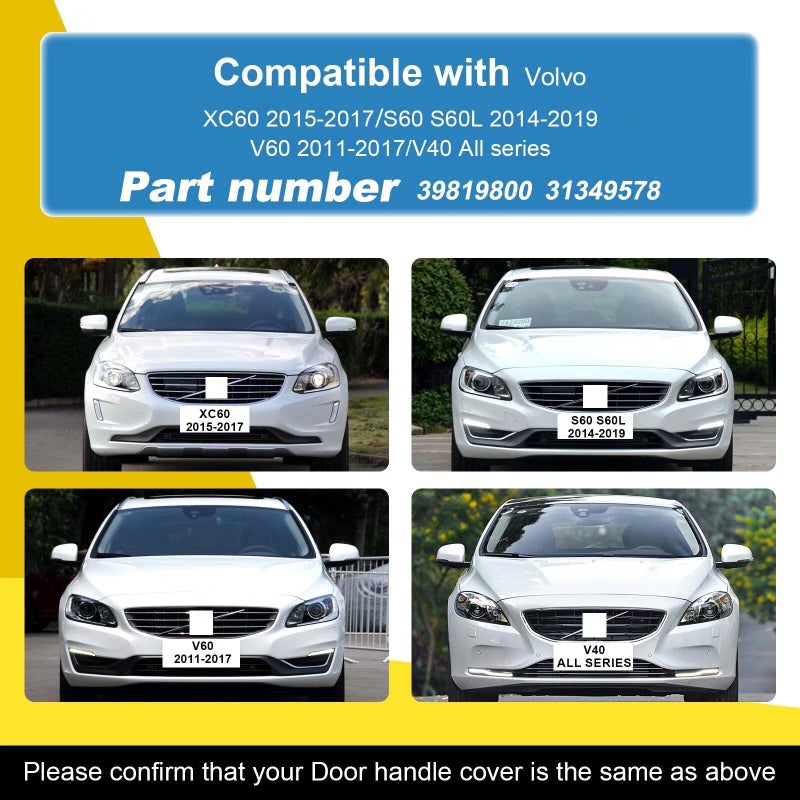 Goholy Car Exterior Door Handle Cap Compatible with Volvo XC60 20152017S60 S60L 20142019V60 20112017V40 All Series 39819800 31349578 Door Handle Cover Accessories Lock Cap Flamenco Red - Image 4