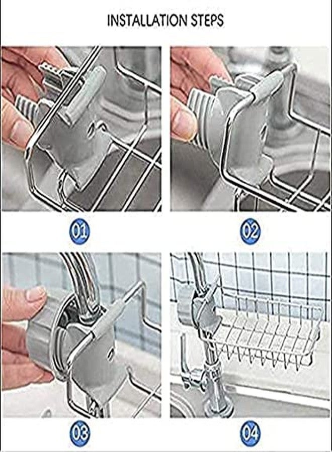 BARRIER HR MALL Kitchen Sink Organizer, Sink Caddy Organizer, Tap Organiser Clip Storage Rack Practical Home & Kitchen Drain Rack with Towel Holder for Soap (Stainless Steel) - Image 5