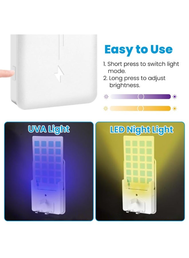 ياكيتر قاتل البعوض الإضافي ، مصيدة حشرات داخلية للذباب ، ذباب الفاكهة ، البعوض ، ماسك جاذب للأشعة فوق البنفسجية مع ضوء ليلي قابل للتعديل ، 2 جهاز + 10 قطع بطاقات (أبيض) - Image 5