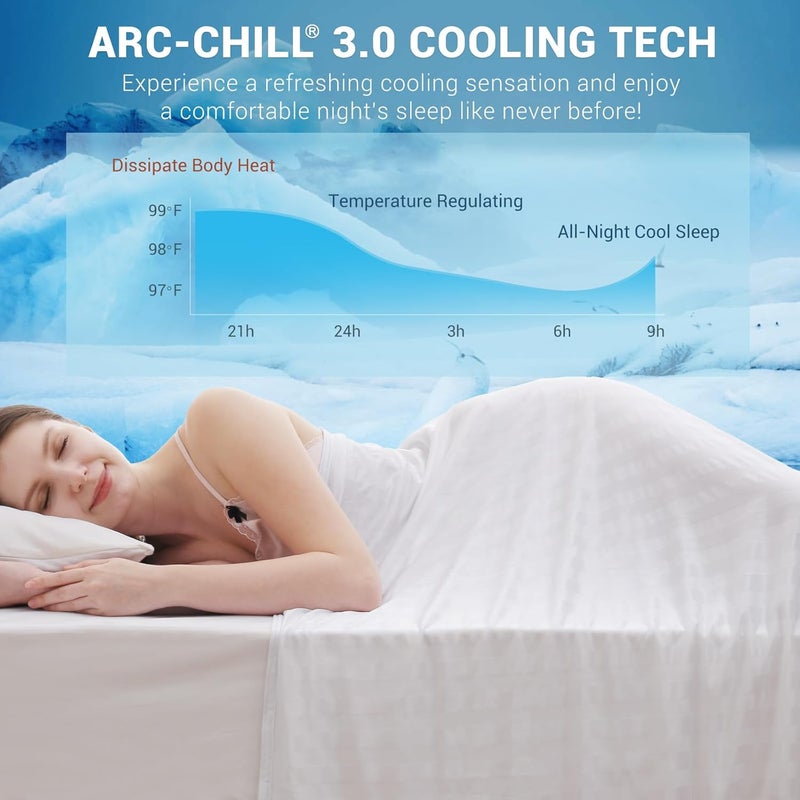 اليجير بطانية إيليجير للتبريد لمن ينامون بحرارة بحجم توين، تقنية تبريد Arc-Chill® 3.0 Q-Max >0.5، ابق باردًا وجافًا طوال الليل، تدفق رطوبة باتجاه واحد، لا شعور لزج، بطانية صيفية خفيفة الوزن قابلة للتنفس - Image 2