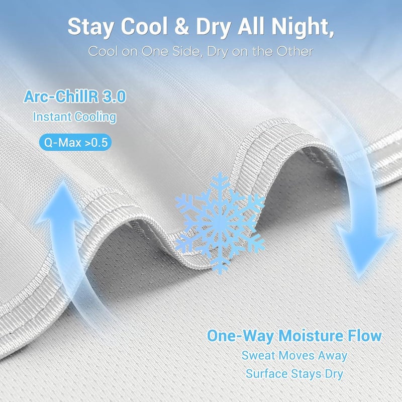 اليجير بطانية إيليجير للتبريد لمن ينامون بحرارة بحجم توين، تقنية تبريد Arc-Chill® 3.0 Q-Max >0.5، ابق باردًا وجافًا طوال الليل، تدفق رطوبة باتجاه واحد، لا شعور لزج، بطانية صيفية خفيفة الوزن قابلة للتنفس - Image 3