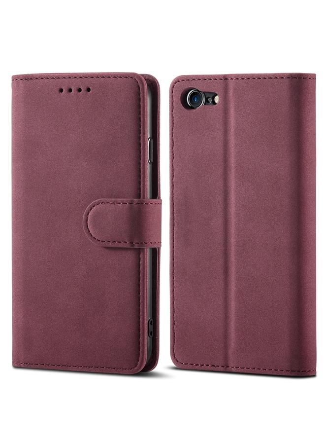 Frosted Anti-theft Brush Horizontal Flip Leather Case with Holder & Card Slots & Wallet For iPhone 8 Plus & 7 Plus