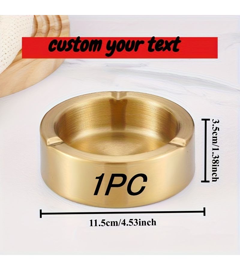 Silvery Custom Laser Engraved Thick Metal Ashtray Durable For Bars Home Hotel Cafe - Image 2