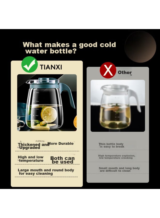Tianxi Large Capacity Glass Cold Water Pitcher, Flower Tea Cup, Home Tea Infuser, 2300ml, Qixi Gift - Image 2
