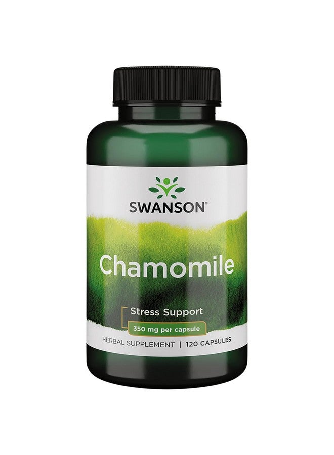 Swanson Chamomile Stress Support - Made with German Chamomile Flower - Herbal Supplement to Promote Stress, Relaxation and Sleep Support - Helps Easy Body and Mind - (120 Capsules) - Image 1