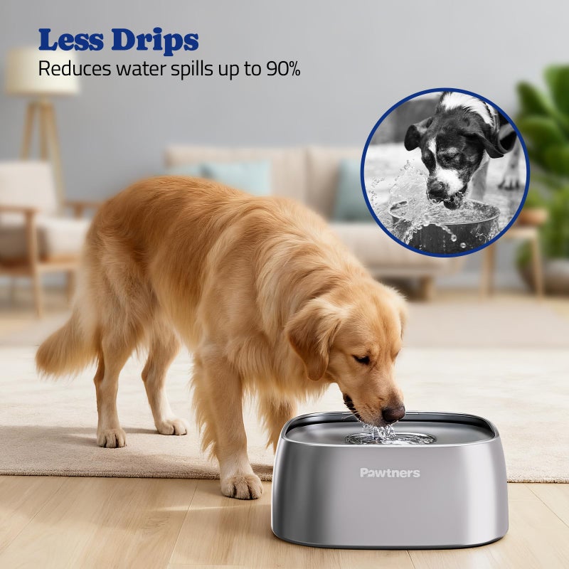 Pawtners All Stainless Steel Dog Water Bowl No Spill,135oz Anti-Splash Dog Bowl with Non-Slip Base, Spill Proof for Medium Large Messy Drinkers, Slow Drinking, Slobber Stopper,Easy to Clean - Image 5