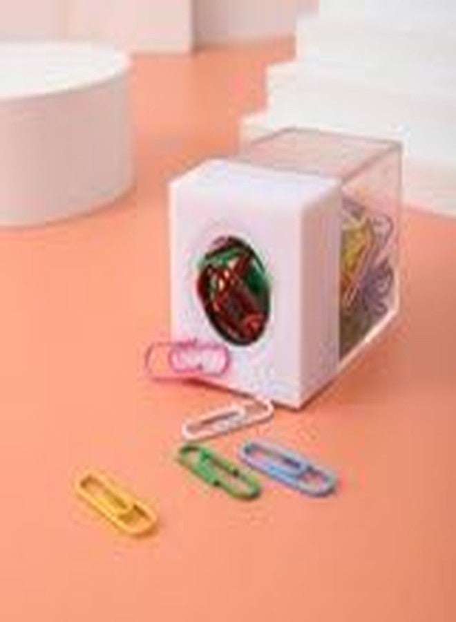 SquarezhenBo Pink Magnetic Paper Cilp Dispenser Holder Clear Acrylic Paper Clip Organizers with Magnetic Top for Desk Cute Office Binder Clip, Hair Clip,Paper Clip Holders Office and School Supplies - Image 4
