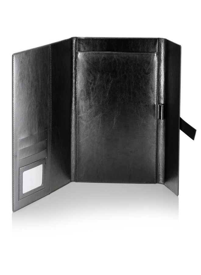 Gallaway Leather Padfolio Portfolio Folder - Slim Portfolio Folio Organizer Holder for Letter Legal A4 Note Pads Notebooks for Men Women Refillable Business Leather Portfolio Binder, Black - Image 2