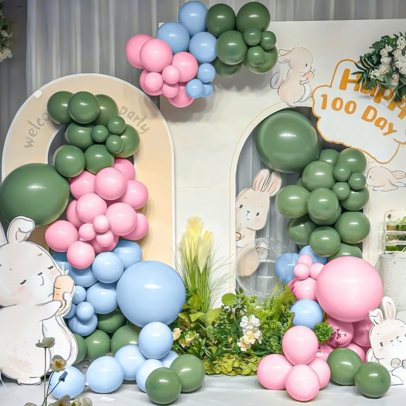 MEBAY Sage Green Pink Gold Balloon Arch Kit, 141Pcs Sage Green Pastel Pink Chrome Gold Sand White Latex Balloons for Birthday Wedding Baby Shower Gender Reveal Anniversary - Image 5