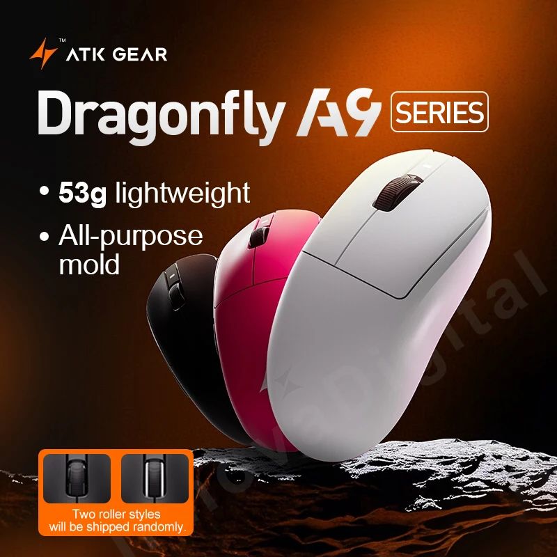 ATK Dragonfly A9 Series Wireless Gaming Mouse Paw3950, Ultralight Ergonomic Tri-Mode FPS Mouse, White - Image 3