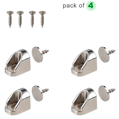 Keenkee 4 Set Magnetic Cabinet Door Catches Hardware Fittings with Neodymium Magnets for Furniture Door Stoppers, Closer, Latch, Nickel Color, Free Wood Screws - Image 3
