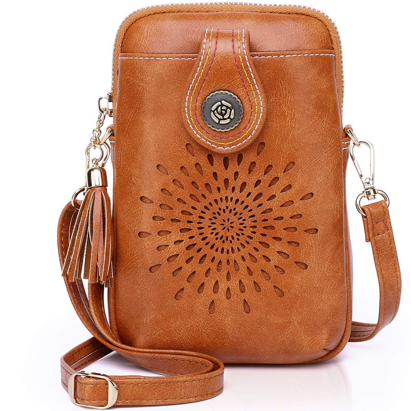 APHISON Mini Cell Phone Purse, PU Leather Small Crossbody Bags for Women, Lightweight Cute Purses with Tassel - Image 1