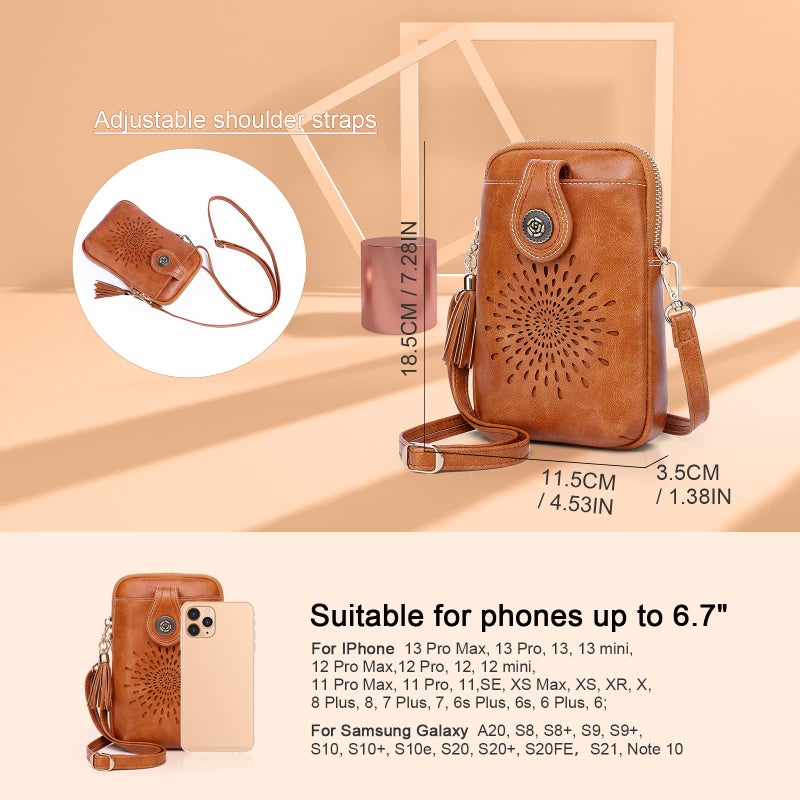 APHISON Mini Cell Phone Purse, PU Leather Small Crossbody Bags for Women, Lightweight Cute Purses with Tassel - Image 4