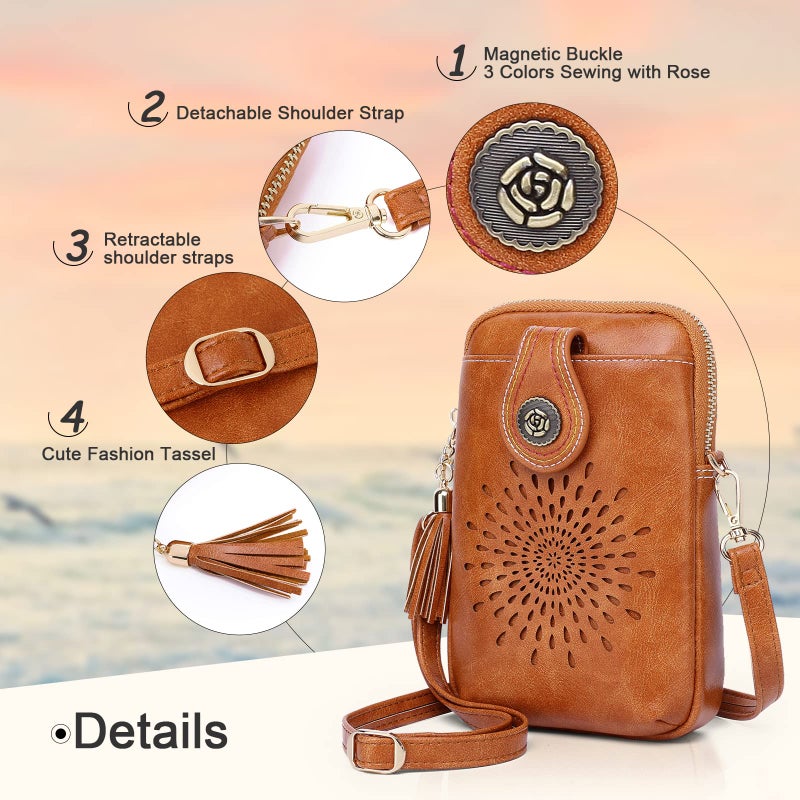 APHISON Mini Cell Phone Purse, PU Leather Small Crossbody Bags for Women, Lightweight Cute Purses with Tassel - Image 5