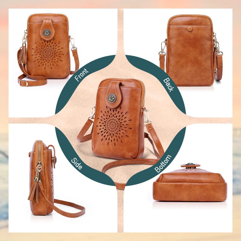 APHISON Mini Cell Phone Purse, PU Leather Small Crossbody Bags for Women, Lightweight Cute Purses with Tassel - Image 3
