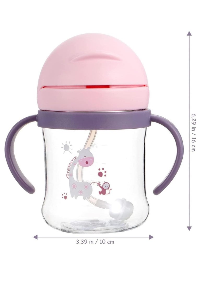 250ml Sippy Cups for Toddlers, Toddler Straw Cups, Transition Sippy Cups 6-12 Months, 360 Degree Water Leak Proof Straw Cup with Scale and Handle