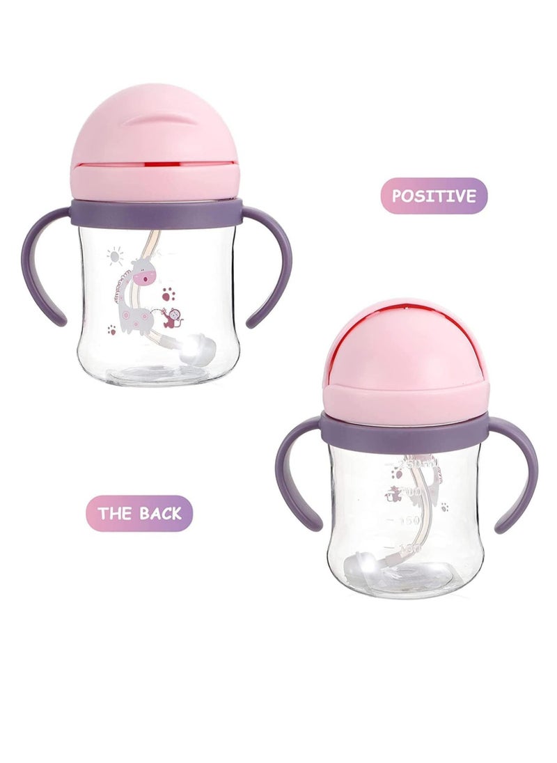 250ml Sippy Cups for Toddlers, Toddler Straw Cups, Transition Sippy Cups 6-12 Months, 360 Degree Water Leak Proof Straw Cup with Scale and Handle