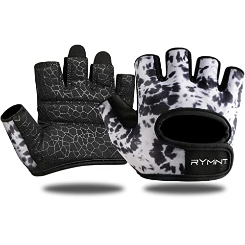 RYMNT Minimal Weight Lifting Gloves,Short Micro Workout Gloves Grip Pads with Full Palm Protection & Extra Grip for Men Women Weightlifting,Gym,Exercise Training.Tie Dye Ink-Large - Image 1