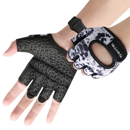 RYMNT Minimal Weight Lifting Gloves,Short Micro Workout Gloves Grip Pads with Full Palm Protection & Extra Grip for Men Women Weightlifting,Gym,Exercise Training.Tie Dye Ink-Large - Image 2